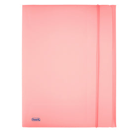 Cartella 3 lembi con elastico Pastel - 24 x 33cm - dorso 1 cm - PP - cipria - Favorit