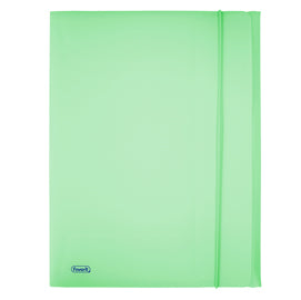 Cartella 3 lembi con elastico Pastel - 24 x 33cm - dorso 1 cm - PP - smeraldo - Favorit