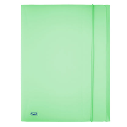Cartella 3 lembi con elastico Pastel - 24 x 33cm - dorso 1 cm - PP - smeraldo - Favorit