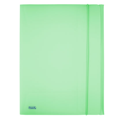 Cartella 3 lembi con elastico Pastel - 24 x 33cm - dorso 1 cm - PP - smeraldo - Favorit
