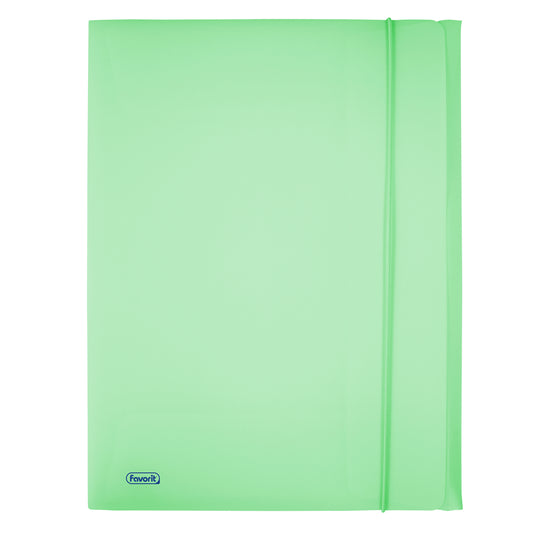 Cartella 3 lembi con elastico Pastel - 24 x 33cm - dorso 1 cm - PP - smeraldo - Favorit