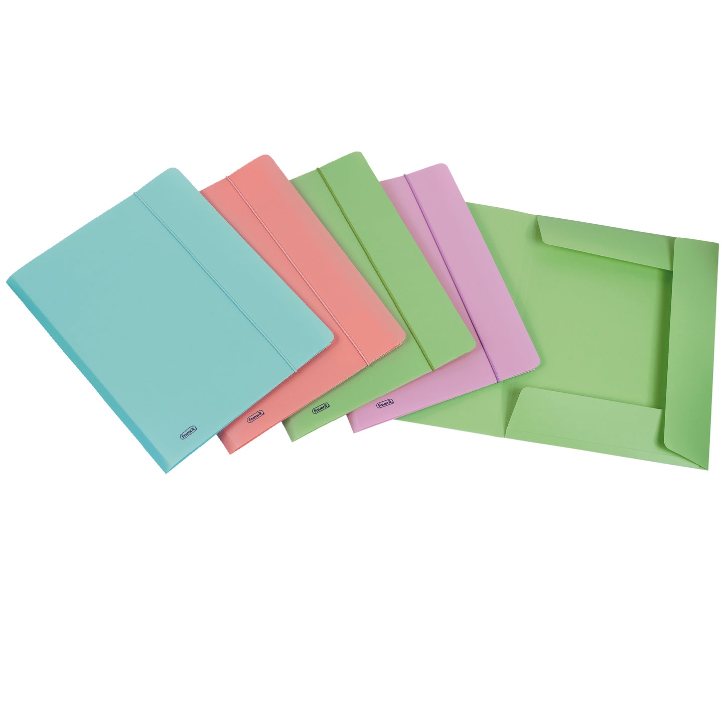Cartella 3 lembi con elastico Pastel - 24 x 33cm - dorso 1 cm - PP - colori assortiti - Favorit