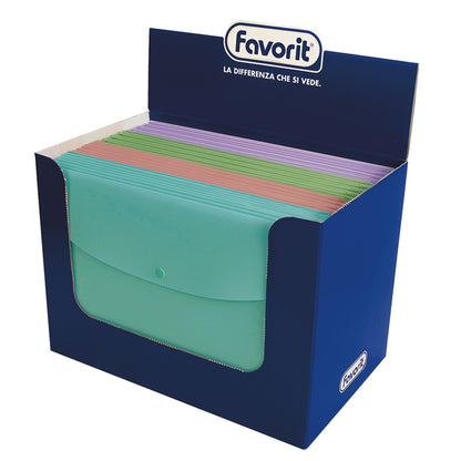 Busta con bottone Pastel - A4 - PP - colori assortiti - Favorit