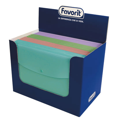 Busta con bottone Pastel - A4 - PP - colori assortiti - Favorit
