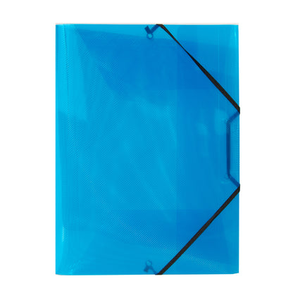 Cartella 3 lembi con elastico angolare Lumina - 22 x 30cm - dorso variabile - PP - blu - Favorit