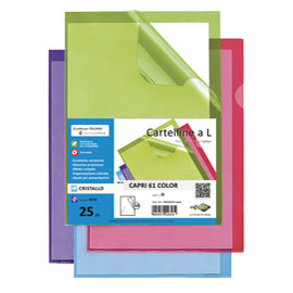 Cartellina a L Capri 61 color - A4 - PVC - liscio pesante - rosso - Sei Rota - conf. 25 pezzi