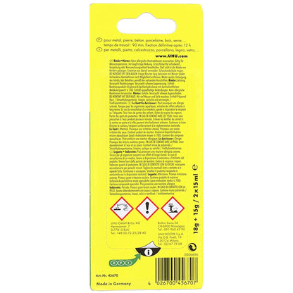 Colla bicomponente Plus 90 min - 30 ml (2x15ml) - trasparente - UHU