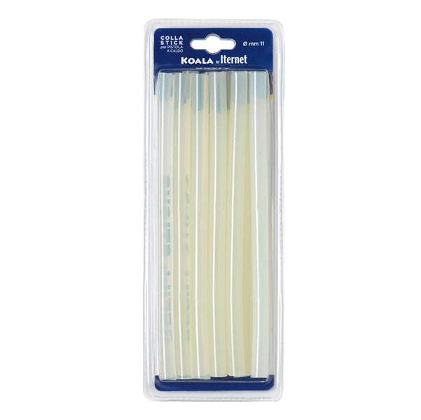 Colla termofusibile - in stick - lunghezza 20 cm - diametro 1,1 cm - Iternet - blister da 12 refill (227 gr)