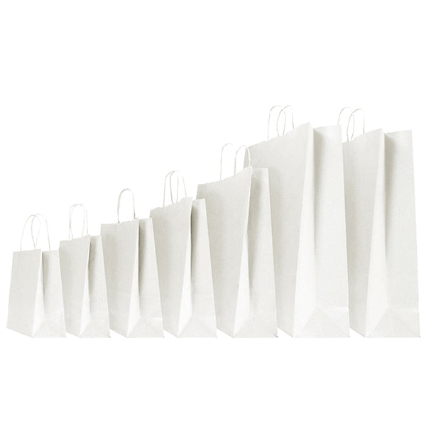 Shopper - maniglie cordino - 22 x 10 x 29 cm - carta kraft - bianco - Mainetti Bags - conf. 25 pezzi