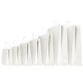 Shopper - maniglie cordino - 36 x 12 x 41 cm - carta kraft - bianco - Mainetti Bags - conf. 25 pezzi