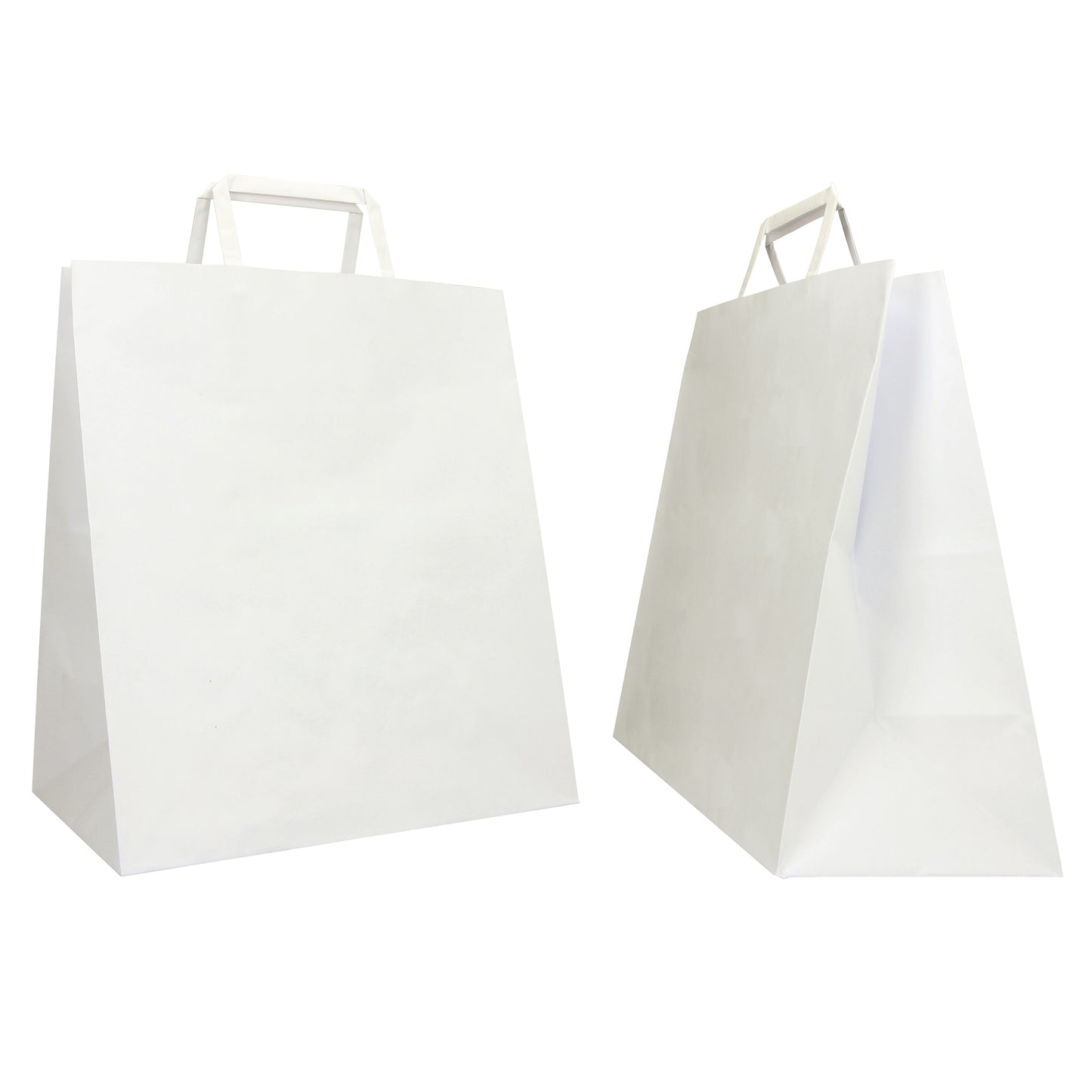 Shopper Flat Large - maniglie piattina - 28 x 17 x 32 cm - carta kraft - bianco - Mainetti Bags - conf. 250 pezzi