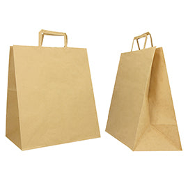 Shopper Flat Large - maniglie piattina - 28 x 17 x 32 cm - carta kraft - avana - Mainetti Bags - conf. 250 pezzi