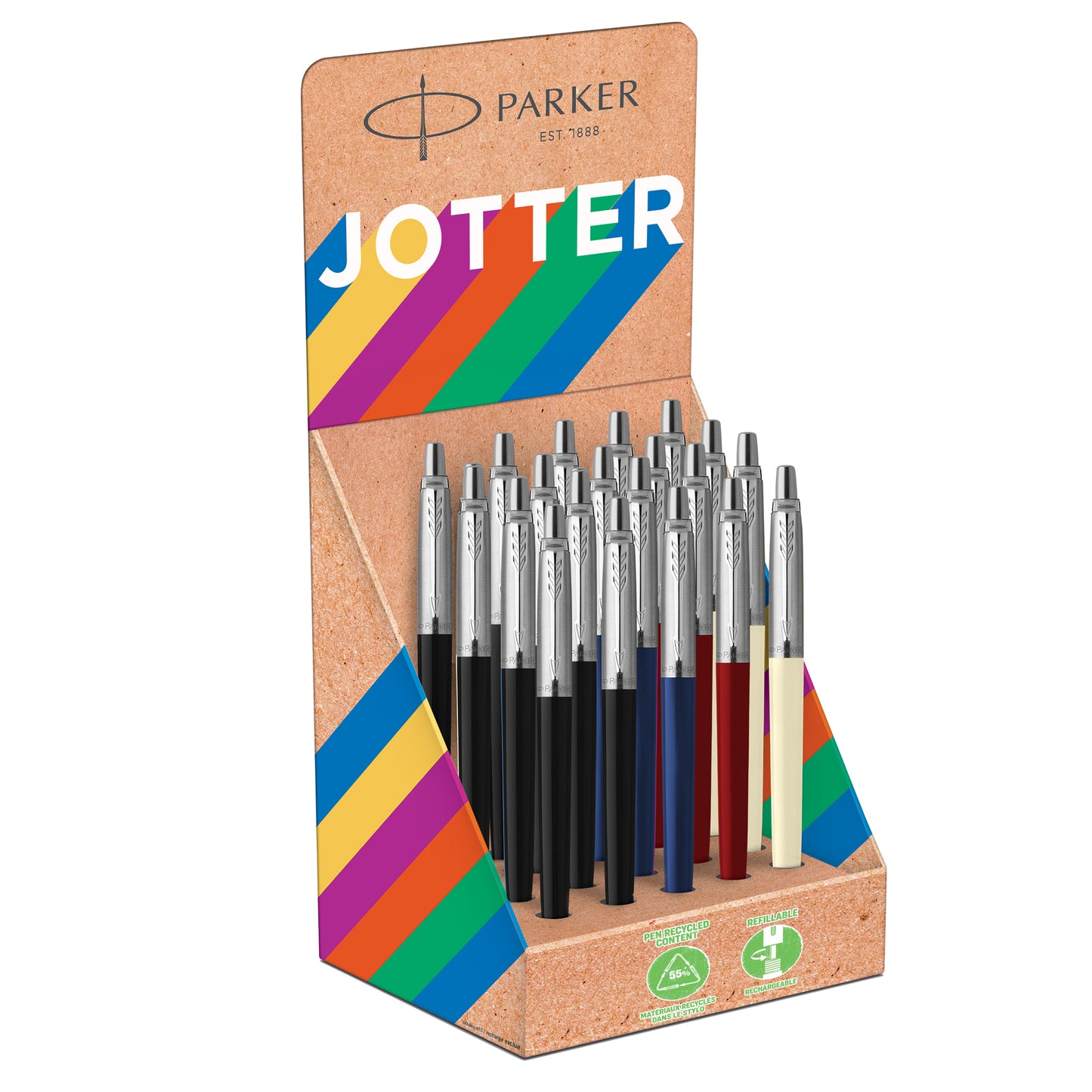 Penna sfera Jotter Original Plastic - tratto M - colori fusto assortiti - Parker - expo 20 pezzi