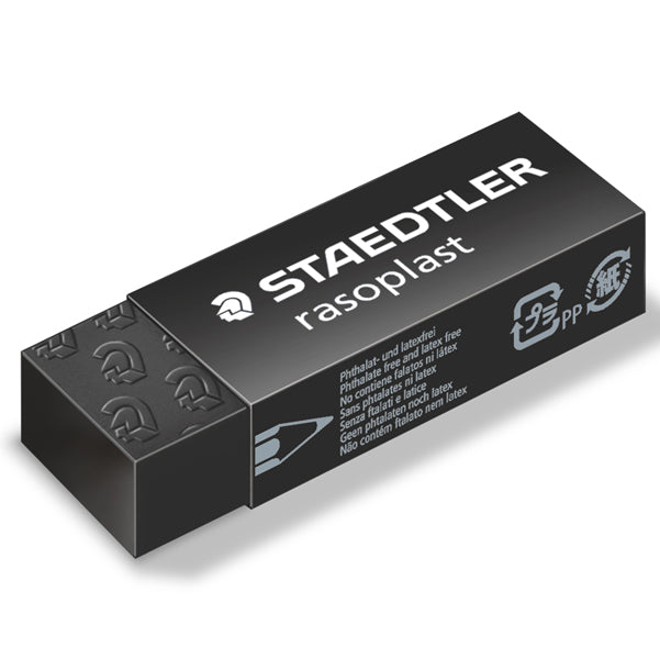 Gomma Rasoplast - 63 x 13 x 23 mm - nero per matita - Staedtler - box 20 pezzi