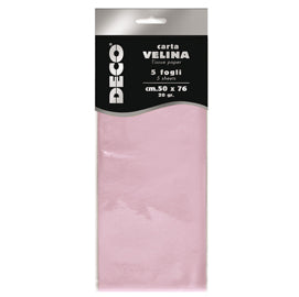 Carta velina - 50 x 76 cm - 20 gr - rosa - Deco - busta 5 fogli