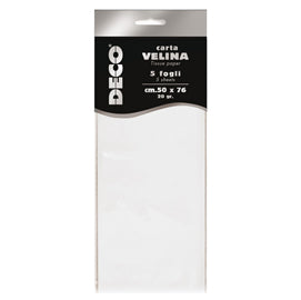 Carta velina - 50 x 76 cm - 20 gr - bianco perlescente - Deco - busta 5 fogli