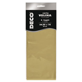 Carta velina - 50 x 76 cm - 20 gr - oro perlescente - Deco - busta 5 fogli