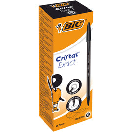 Penna a sfera con cappuccio Cristal Exact - punta 0,7 mm - nero - Bic - scatola 20 pezzi