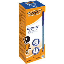 Penna a sfera con cappuccio Cristal Exact - punta 0,7 mm - blu - Bic - scatola 20 pezzi