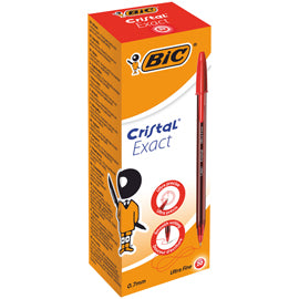 Penna a sfera con cappuccio Cristal Exact - punta 0,7 mm - rosso - Bic - scatola 20 pezzi