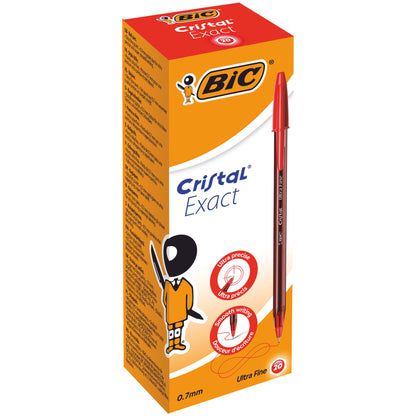 Penna a sfera con cappuccio Cristal Exact - punta 0,7 mm - rosso - Bic - scatola 20 pezzi