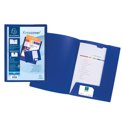 Cartella di presentazione con 2 alette Kreacover - A4 - PP - blu - Exacompta