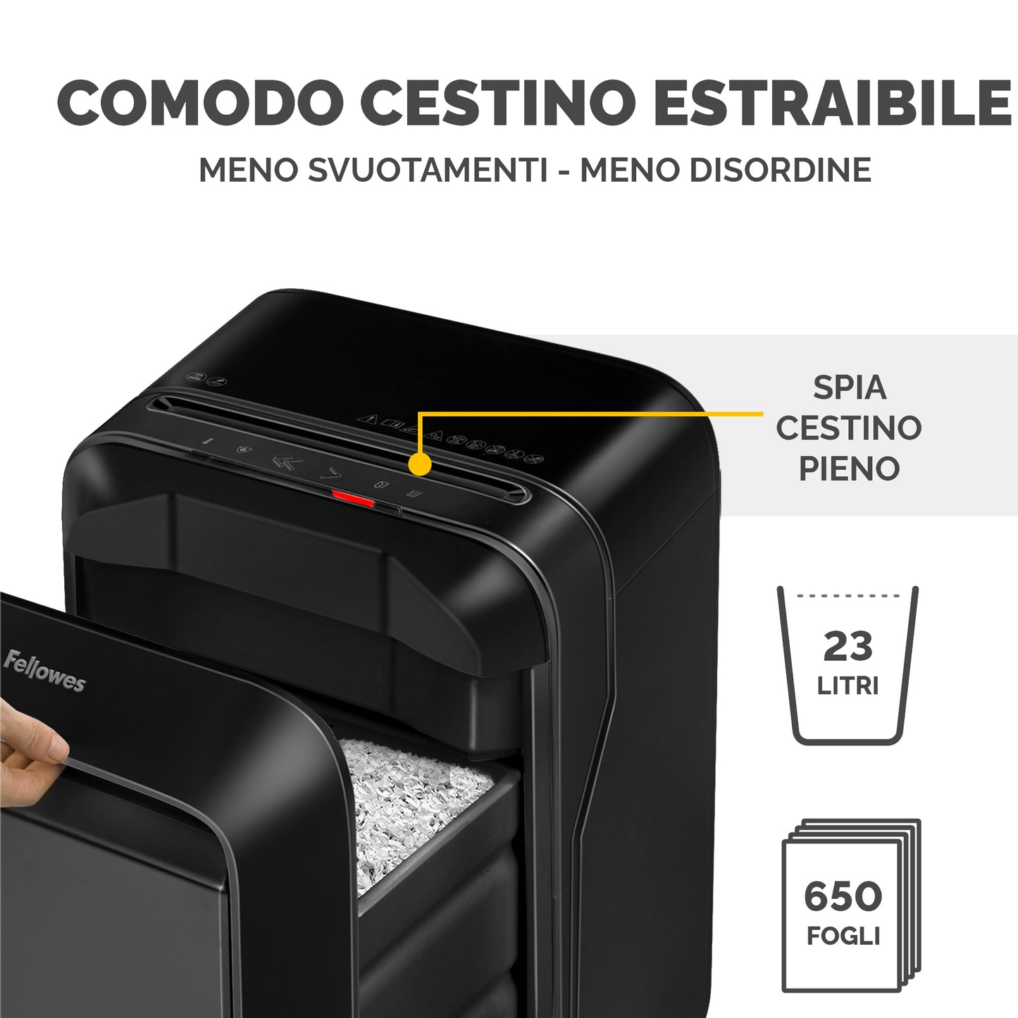 Distruggidocumenti LX-211 - a microframmenti - nero - Fellowes