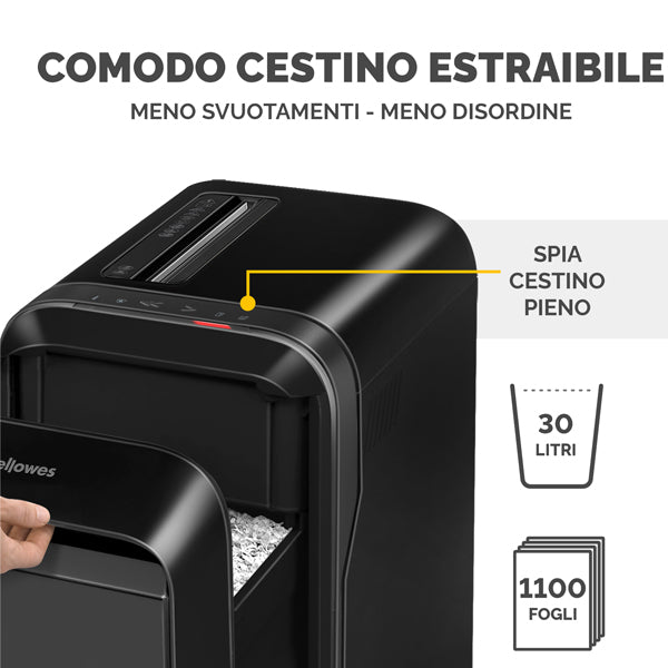 Distruggidocumenti LX-221 - a microframmenti - nero - Fellowes