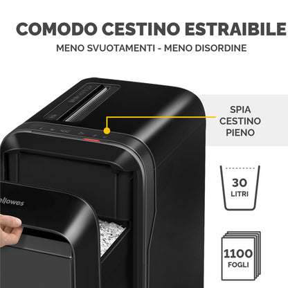 Distruggidocumenti LX-221 - a microframmenti - nero - Fellowes