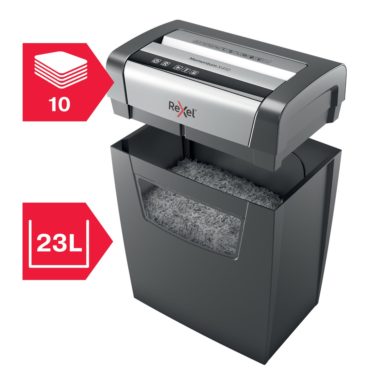 Distruggidocumenti Momentum X410 - a frammenti - 23L - Rexel