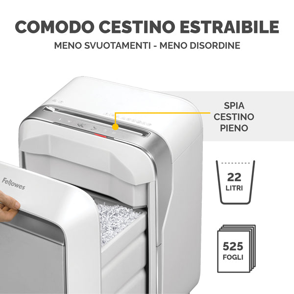 Distruggidocumenti LX-201 - a microframmenti - bianco - Fellowes