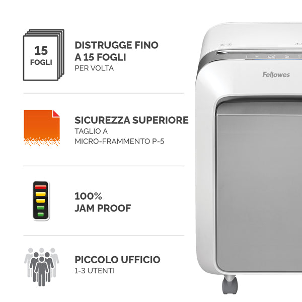 Distruggidocumenti LX-211 - a microframmenti - bianco - Fellowes