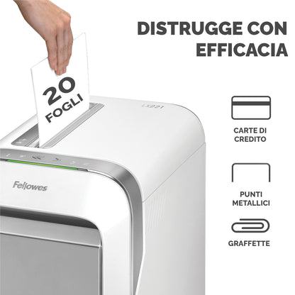 Distruggidocumenti LX-221 - a microframmenti - bianco - Fellowes