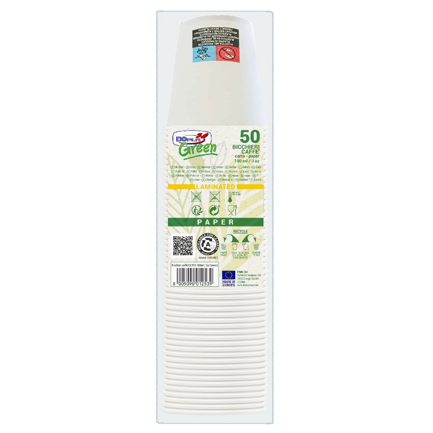 Bicchieri in carta - 100 ml - con marcatura S.U.P - Dopla - conf. 50 pezzi