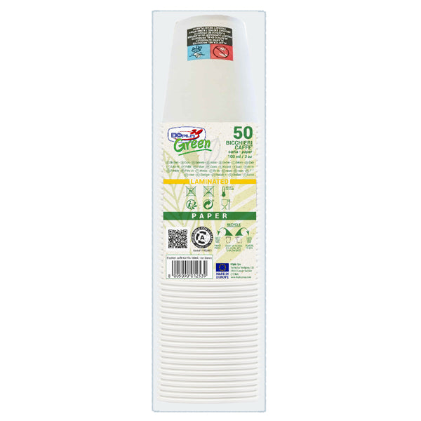Bicchieri in carta - 100 ml - con marcatura S.U.P - Dopla - conf. 50 pezzi