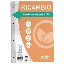 Ricambi forati riforzati ecologico - A4 - 5mm c/margine - 100gr -Favini - conf. 40 pezzi