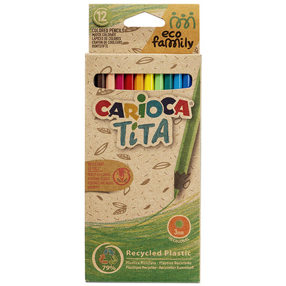 Matita colorata Tita Eco Family - colori assortiti - Carioca - astuccio12 pezzi