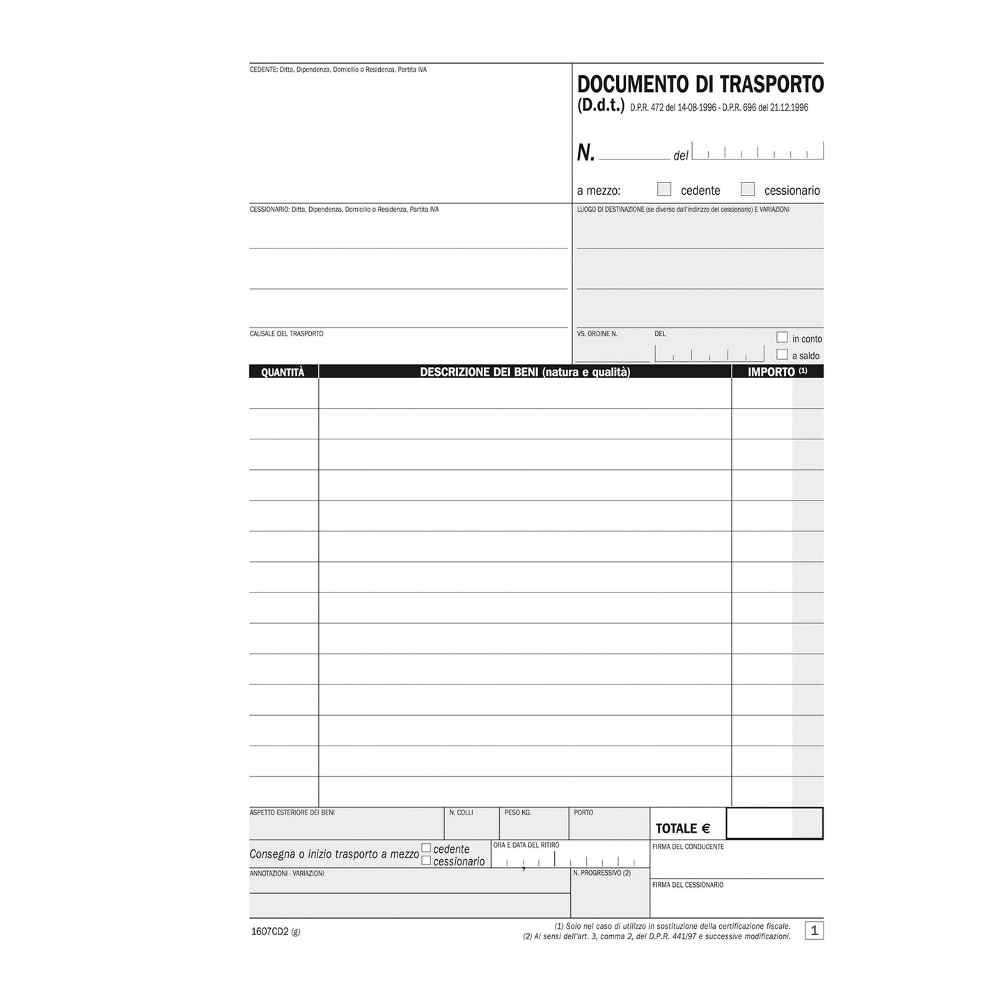 Blocco DDT - 50/50 copie autoric. - 21,5 x 14,8 cm - DU1607CD200 - Data Ufficio