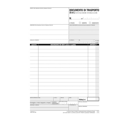 Blocco DDT - 50/50 copie autoric. - 21,5 x 14,8 cm - DU1607CD200 - Data Ufficio