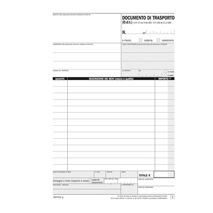 Blocco DDT - 50/50 copie autoric. - 21,5 x 14,8 cm - DU1607CD200 - Data Ufficio