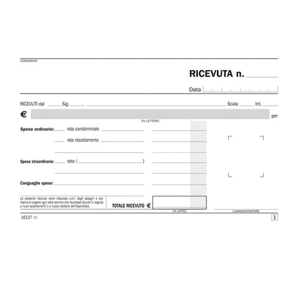 Blocco ricevute condominio - 50/50 copie autoricalcanti - 16,8 x 10 cm - DU161370000 - Data Ufficio