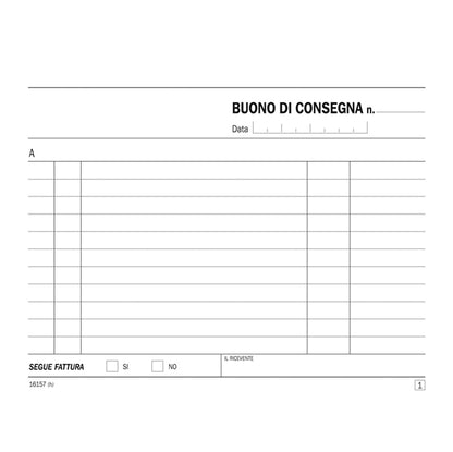 Blocco buoni di consegna - 50/50 copie autoric. - 11,5 x 16,5 cm - DU161570000 - Data Ufficio