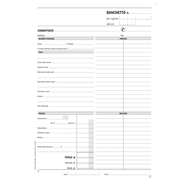 Blocco preventivi e ordinativi per banchetti - 50/50 copie autoric. - f.to 29,7 x 21,5 cm - DU1670C0000 - Data Ufficio