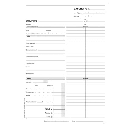 Blocco preventivi e ordinativi per banchetti - 50/50 copie autoric. - f.to 29,7 x 21,5 cm - DU1670C0000 - Data Ufficio