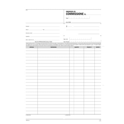 Blocco proposto commissione - 50/50 copia autoricopiante - 29,7 x 21,5 cm - DU16721C000 - Data Ufficio