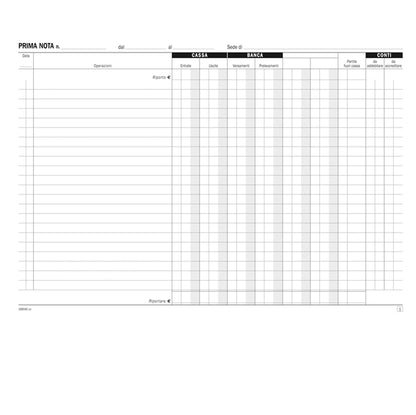 Blocco prima nota cassa - 50/50 copie autoricalcanti - 21,5 x 29,7 cm - DU16804C000 - Data Ufficio