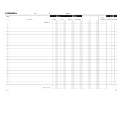 Blocco prima nota cassa - 50/50 copie autoricalcanti - 21,5 x 29,7 cm - DU16804C000 - Data Ufficio