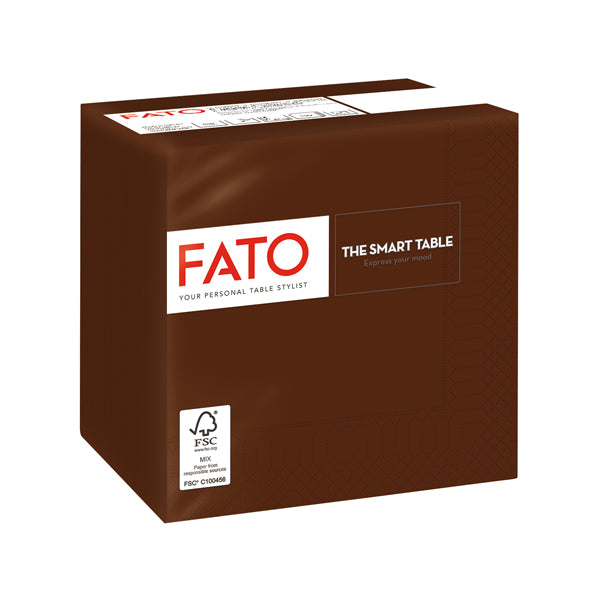 Tovagliolo - carta - 24 x 24 cm - 2 veli - cioccolato - Fato - conf. 100 pezzi