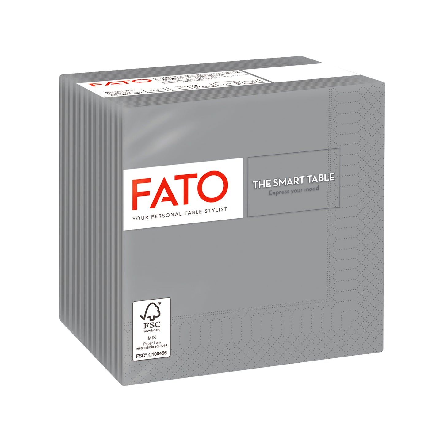 Tovagliolo - carta - 24 x 24 cm - 2 veli - grigio - Fato - conf. 100 pezzi