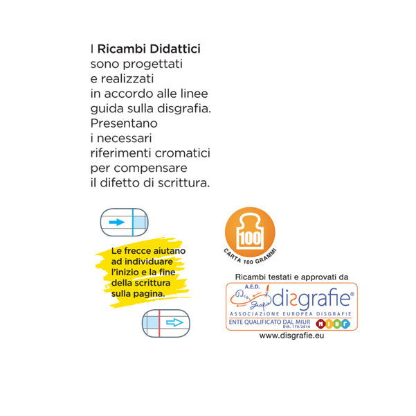 Ricambi didattici forati - A4 - 1 rigo c/margine - 100 gr - Blasetti - conf. 40 pezzi